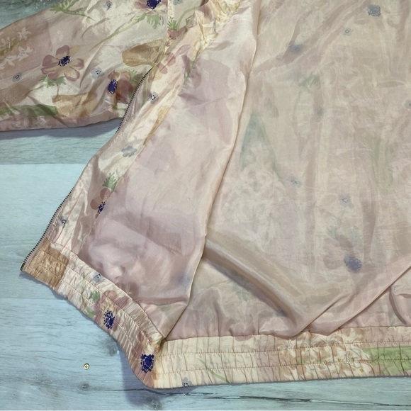 Vintage EVR Div Rousso Apparel Silk Pastel Floral WindBreaker Jacket, Sz Medium - Picture 2 of 13